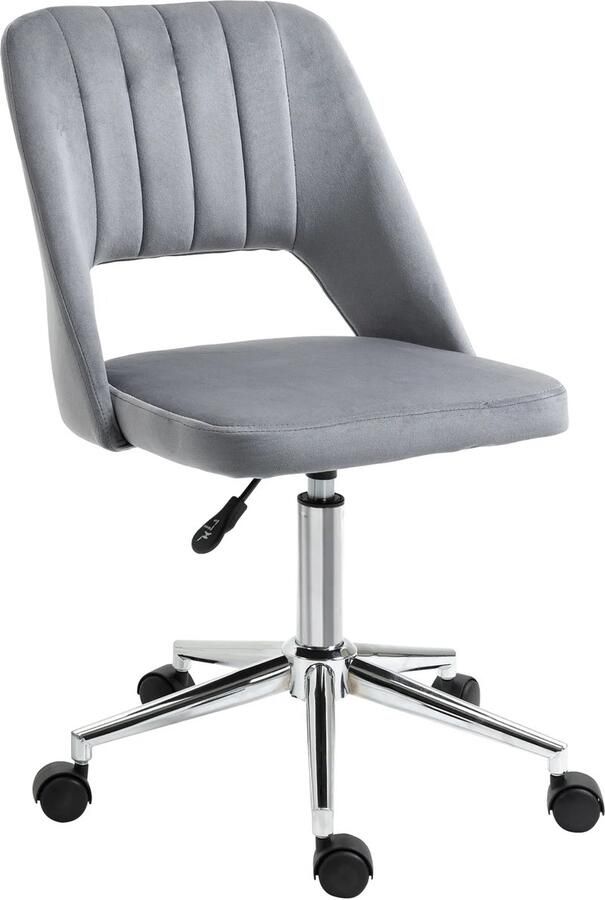 TRUUSK Fluwelen Bureaustoel Zonder Armleuningen In Hoogte Verstelbaar Draaibaar Ergonomisch Voor Thuiskantoor Slaapkamer