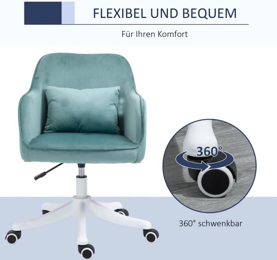 TRUUSK Fluwelen Massage Bureaustoel Met Trilfunctie Afmetingen 55cm x 65cm x 86cm Groen