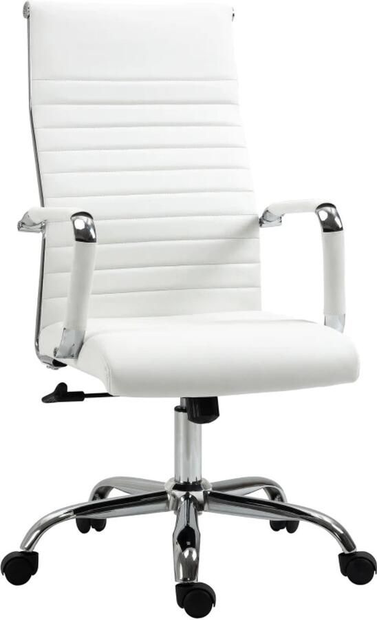 TRUUSK Gaming Bureaustoel Draaistoel voor Gaming Wipfunctie Hoogte Verstelbaar Ergonomisch Design Kunstleer Wit 54