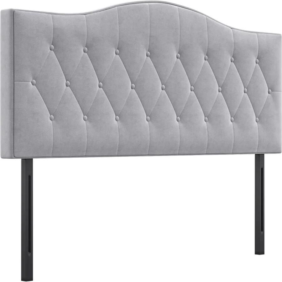 TRUUSK Gestoffeerd Hoofdbord Bed Grijze Populieren Fluwelen Stof 185 x 8 x 134 cm