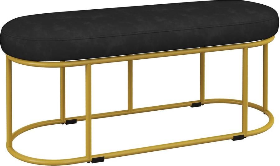 TRUUSK Gestoffeerde Bank met Fluwelen Look Zitbank Bedbank en Make-up Bank Gangbank voor Woonkamer Staal Blauw Tot 200