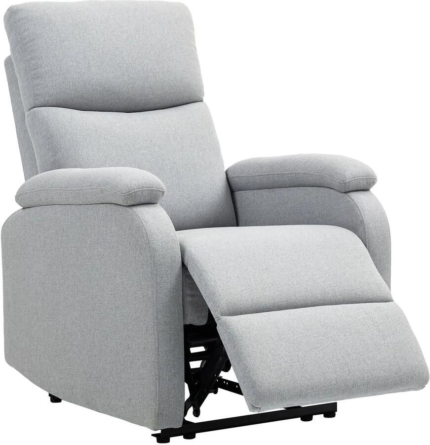 TRUUSK Gestoffeerde Relaxstoel met Ligfunctie TV-stoel in Linnenlook Pocketvering Tot 150 kg Grijs