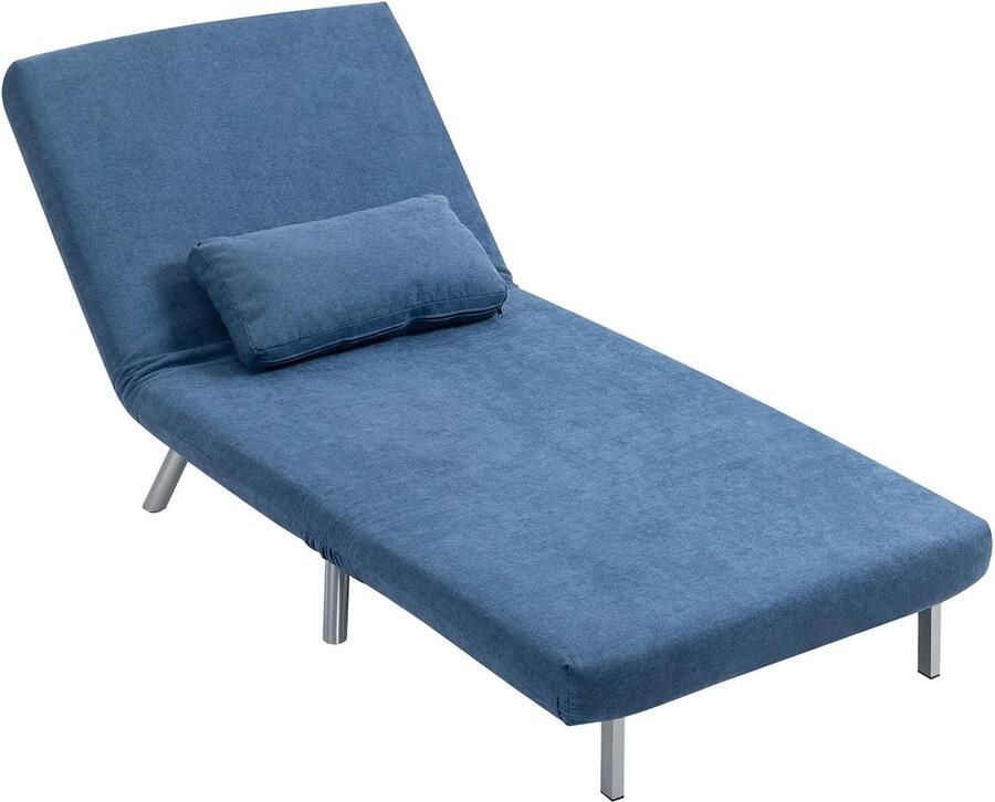 TRUUSK Gestoffeerde Stoel met Bedfunctie 2-in-1 Ontwerp Slaapstoel en Logeerbed Stoffen Bekleding Inclusief Kussen Blauw