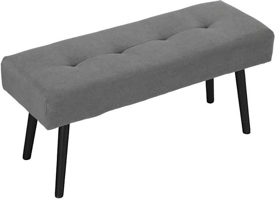 TRUUSK Gestoffeerde Zitbank met Corduroy Bekleding Getuft Metalen Poten Schoenenbank voor Gang 100 x 36 x 45 cm Grijs