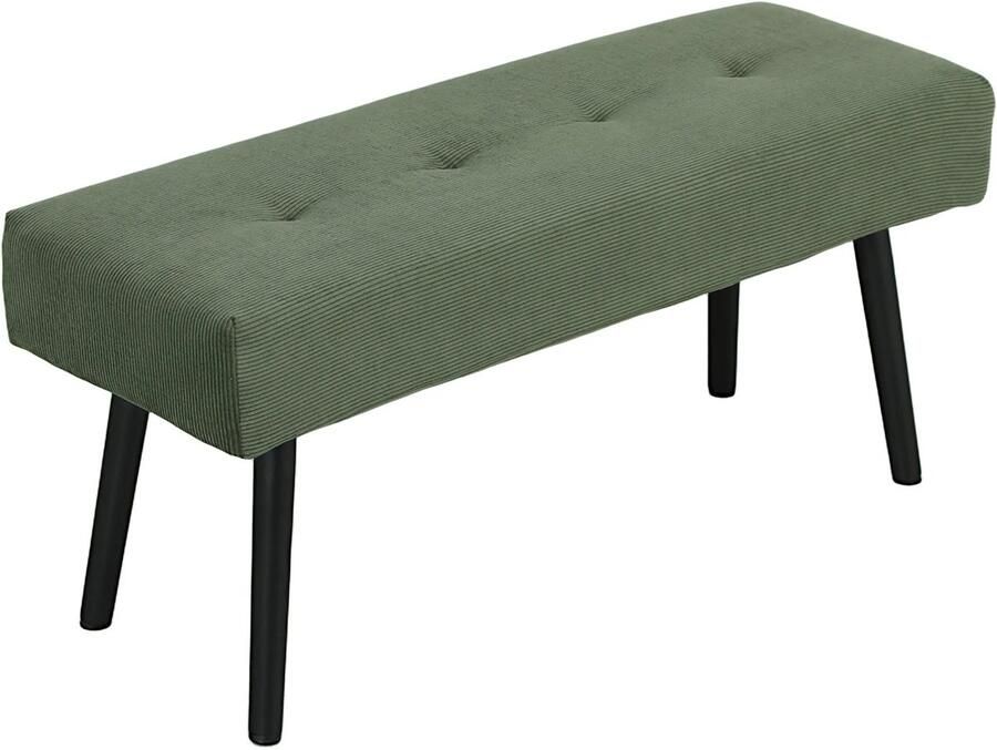 TRUUSK Gestoffeerde Zitbank met Corduroy Bekleding Getufte Bedbank met Metalen Poten Schoenenbank voor Gang en Slaapkamer