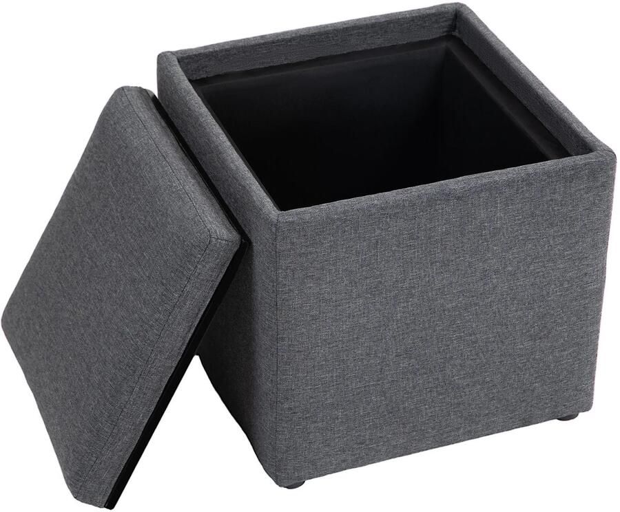 TRUUSK Gestoffeerde Zitbank Met Opbergruimte Afneembaar Deksel Linnenlook Voor Hal Slaapkamer Woonkamer 42 x 42 x 41 cm