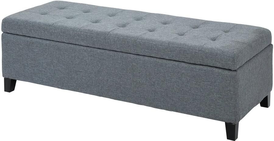 TRUUSK Gestoffeerde Zitbank met Opbergruimte Bedbank in Linnenlook Grijs Voor Woonkamer en Slaapkamer