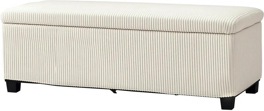 TRUUSK Gestoffeerde Zitbank Met Opbergruimte Corduroy-look Stalen Poten Voor Woonkamer Slaapkamer Gang 112 x 42 x 40 cm