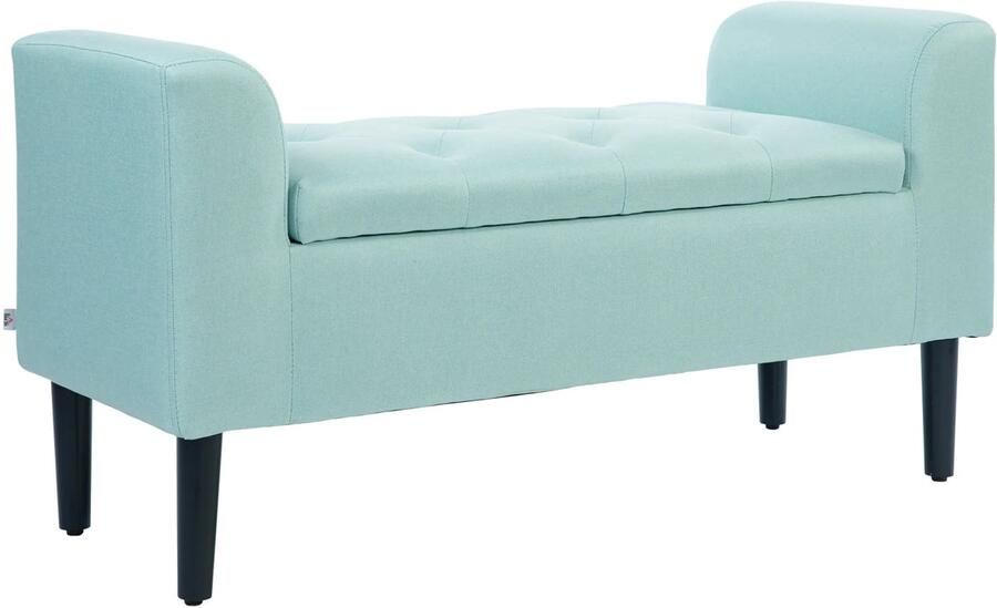 TRUUSK Gestoffeerde Zitbank met Opbergruimte Linnenlook Belastbaar tot 130 kg Opbergdoos Voor Woonkamer Slaapkamer Gang