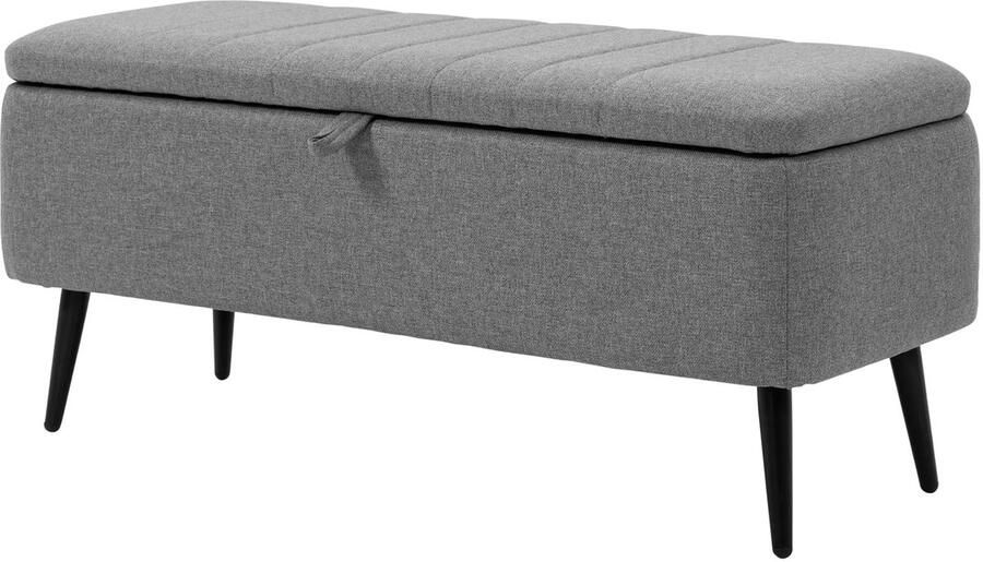 TRUUSK Gestoffeerde Zitbank met Opbergruimte Linnenlook Stalen Poten Voor Woonkamer Slaapkamer Gang Grijs 102 x 40 x