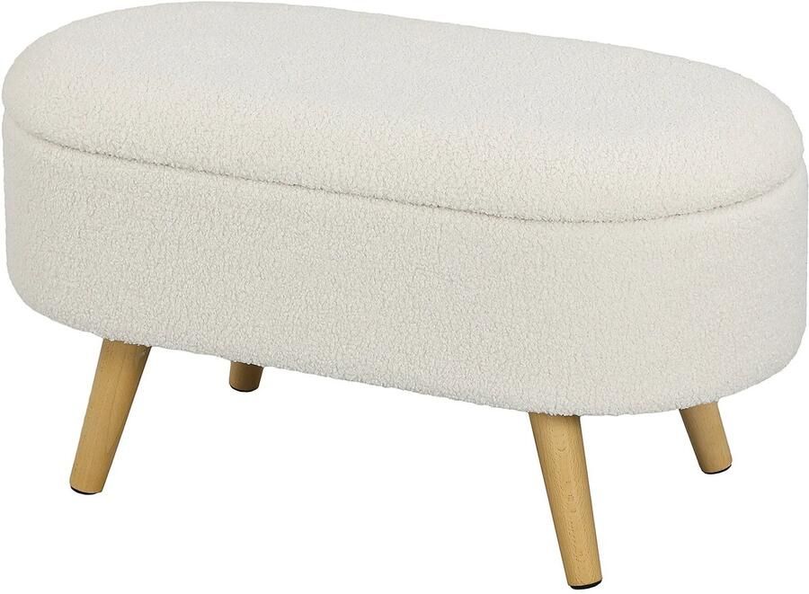 TRUUSK Gestoffeerde Zitbank met Opbergruimte Teddy Fluwelen Look Houten Frame 82 x 41 x 45 cm Voor Hal Slaapkamer en