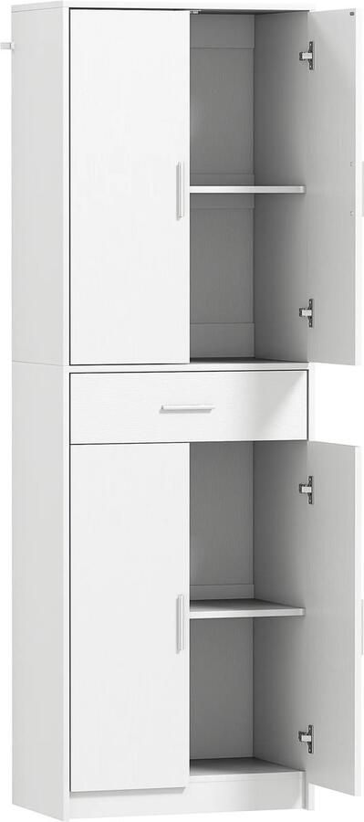 TRUUSK Hoge Keukenkast Verstelbare Planken 4 Deuren Lade Scandinavisch Design Wit