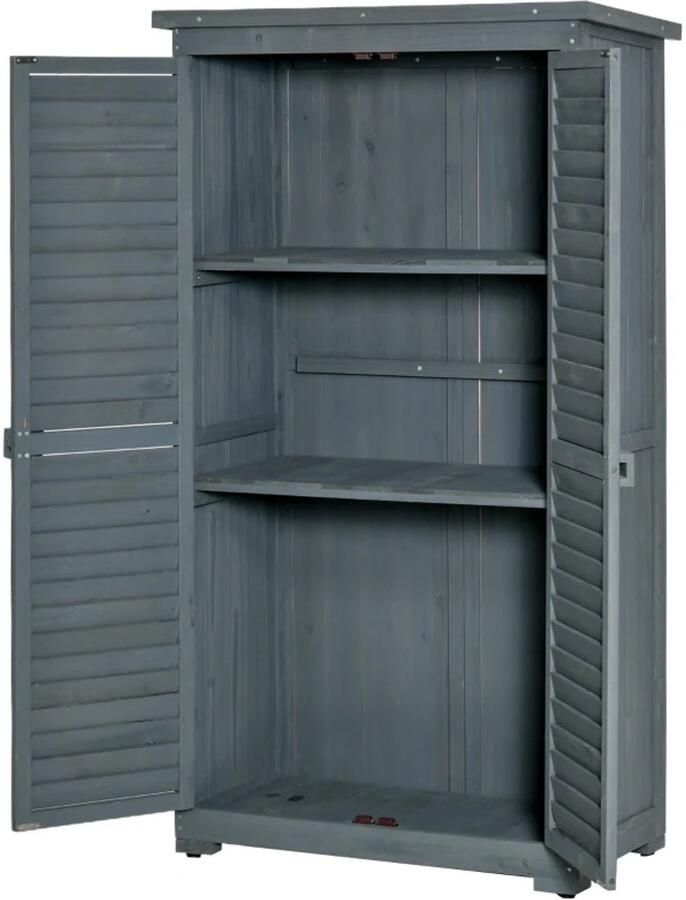 TRUUSK Houten Tuinkast met Lessenaarsdak Gereedschapsschuur met Lattendeuren Bitumenkarton Grijs 87 x 46 5 x 160 cm