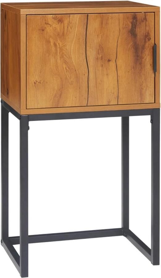 TRUUSK Industrieel Design Consoletafel Bijzettafel Dressoir 1 Kast Bruin + Zwart