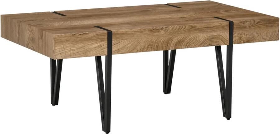 TRUUSK Industrieel Design Salontafel Zwart + Bruin 105 cm x 60 cm x 42 cm Stijlvol en Functioneel