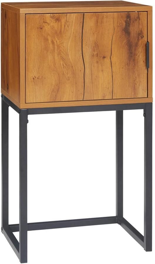TRUUSK Industriële Console Tafel met Kast Bijzettafel Staal Natuur 40x30x76 cm