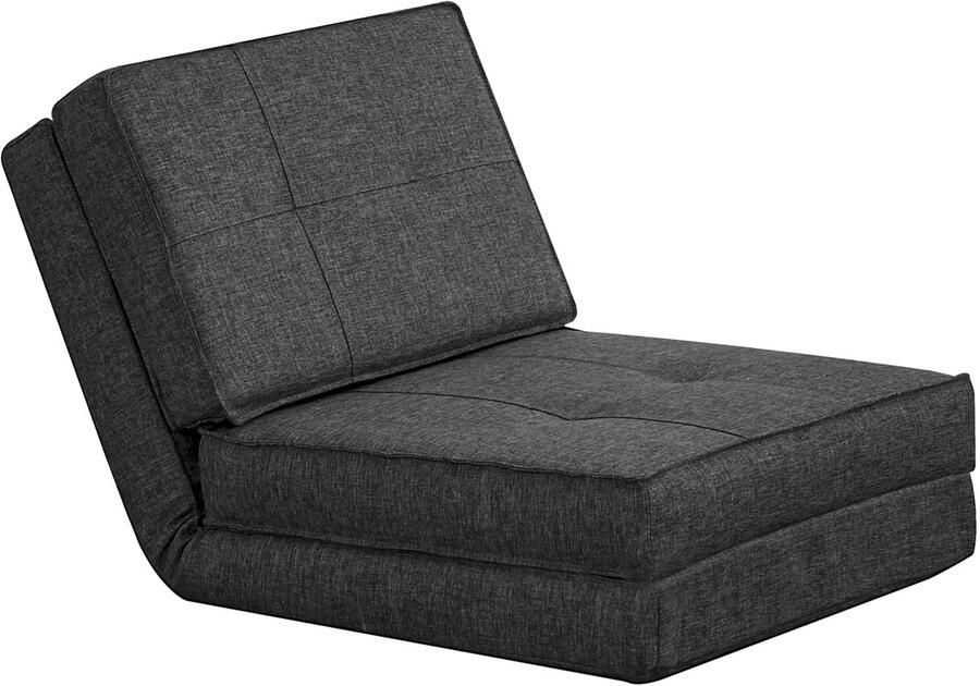TRUUSK Inklapbare Vloersofa 5-standen Verstelbaar Slaapfauteuil en Vloerstoel Enkelsofa Donkergrijs 61 x 73 x 58 cm