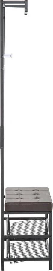 TRUUSK Kapstok Schoenenrek Met Zitting Kapstok Met Zitting En 2 Schoenenrekken Metaal 72 5x35x180cm