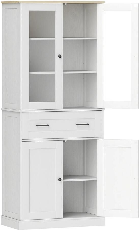 TRUUSK Keukenkast met Lade en Verstelbare Legplanken Acryldeuren 2 Kastcompartimenten Voor Woonkamer en Eetkamer 76 x 40