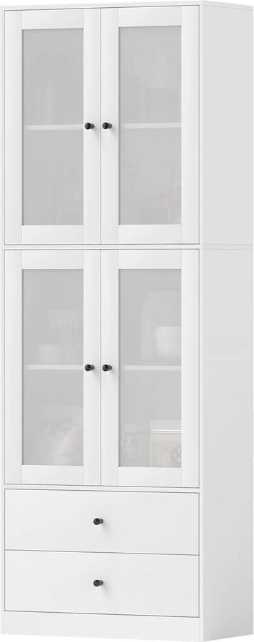 TRUUSK Keukenkast met Lade en Verstelbare Legplanken Hoge Kast voor Woonkamer en Eetkamer 2 Kastcompartimenten 59 x 30 x