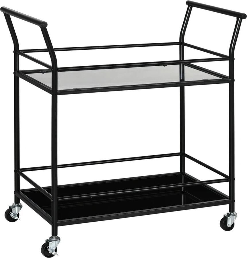 TRUUSK Keukentrolley Met 4 Wielen 2 Planken En Handgrepen 75 Cm X 40 Cm X 80 Cm Zwart