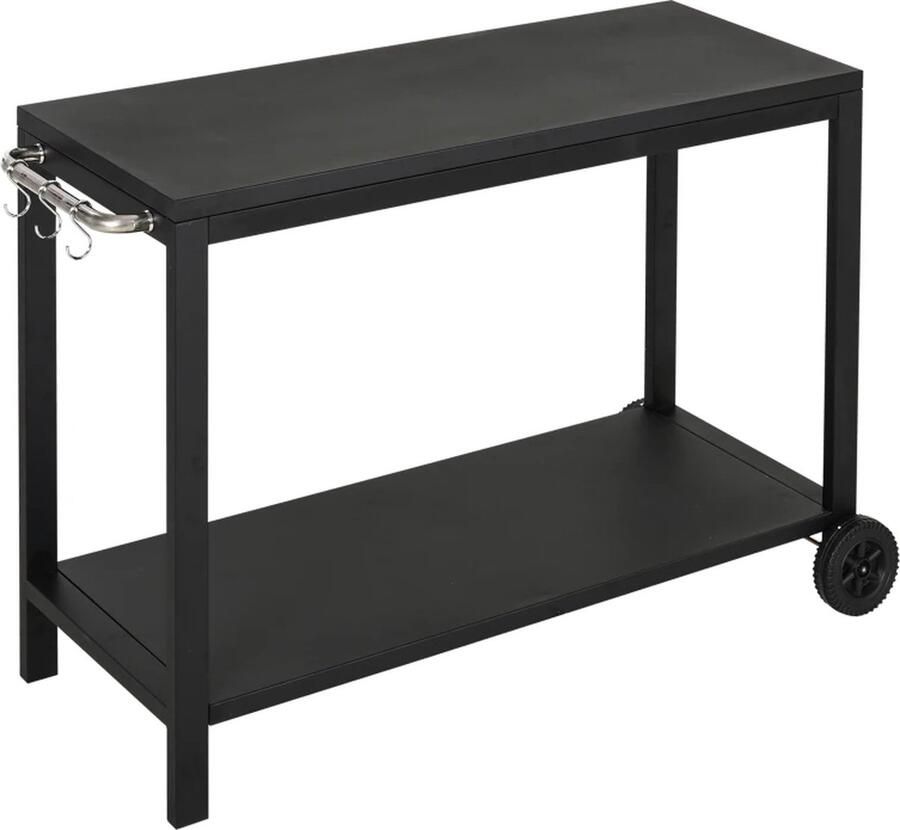 TRUUSK Keukentrolley Met Wielen Serveerwagen Trolley Met Haken En Roestvrijstalen Handgrepen Keukentrolley Zwart 128 X 46 5 X 86 5 Cm