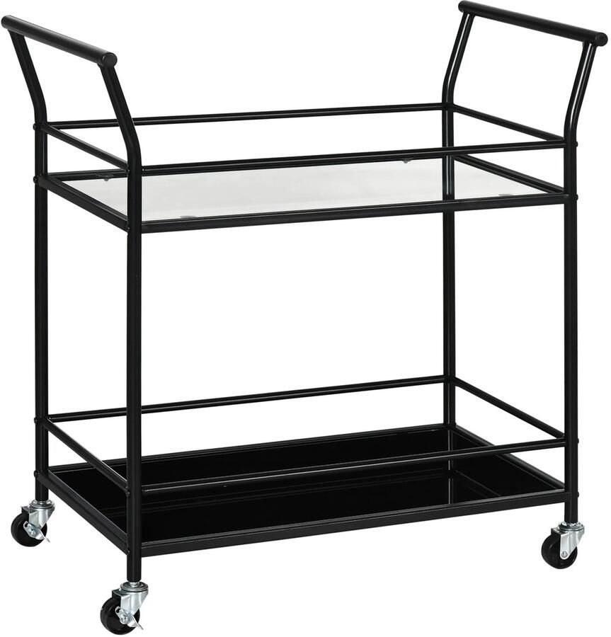 TRUUSK Keukenwagen Op Wielen Met 2 Planken Serveerwagen Metaal Zwart 75x40x80cm Voor Keuken & Eetkamer