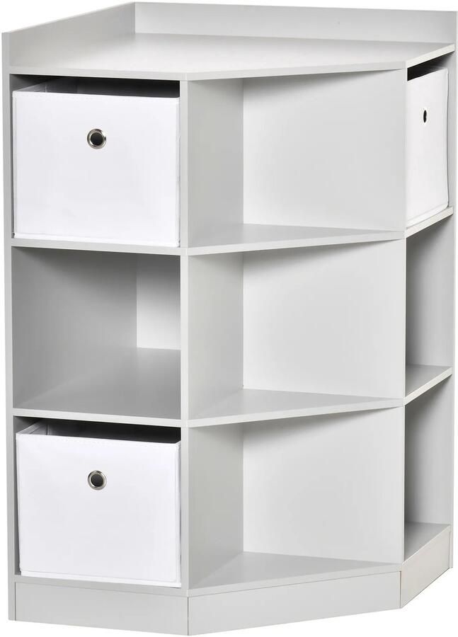 TRUUSK Kinderhoekrek Met 3 Opbergdozen Voor Kinderkamer Speelgoedopslag Grijs 57 4 x 57 4 x 94 cm 3-12 Jaar Kinderen