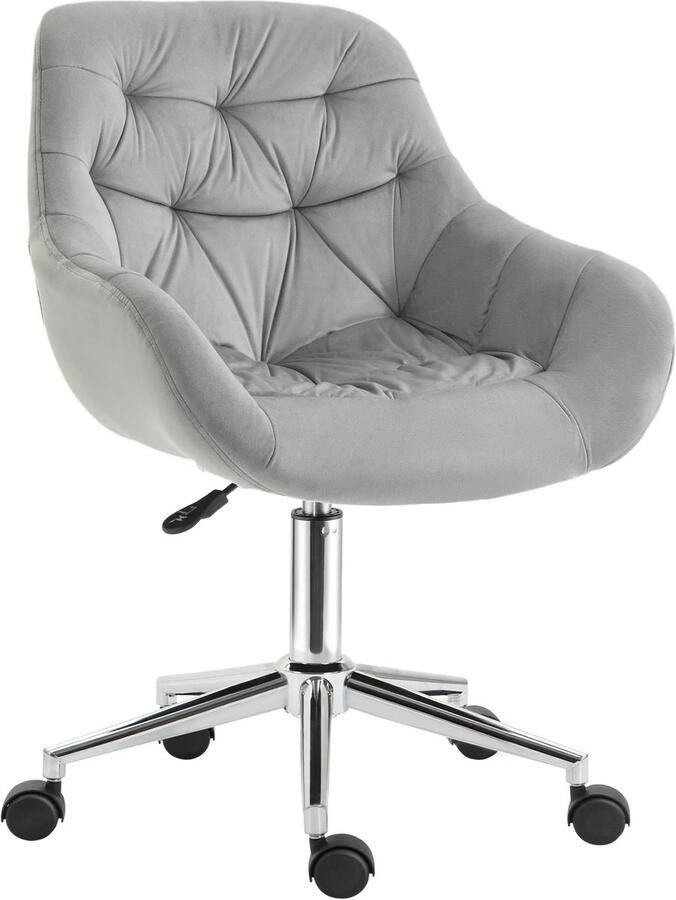 TRUUSK Kleine Bureaustoel Hoogte Verstelbaar Fluweelachtige Uitstraling Ergonomisch Tot 120 kg Grijs