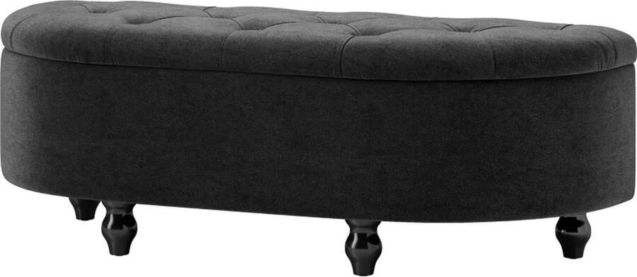 TRUUSK Kruk Met Opbergruimte 2-in-1 Poef Gevoerd Fluwelen Bekleding Hydraulische Dempers 120 X 46 X 42 Cm Donkergrijs