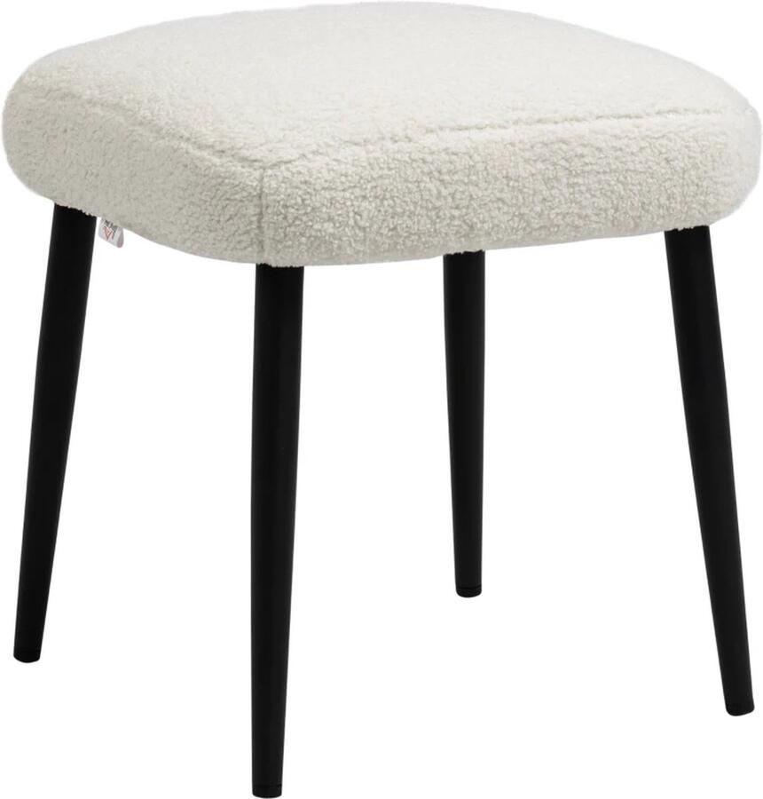 TRUUSK Kruk Ottoman Kasjmier Effect Voetenbank Crème Wit