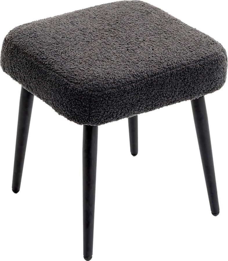 TRUUSK Kruk Voetensteun Gecapitonneerde Zitting Cashmere Look Stalen Poten 42 X 42 X 47 Cm Donkergrijs