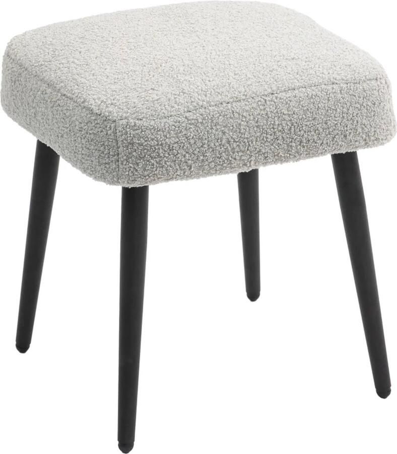 TRUUSK Kruk Voetensteun Gecapitonneerde Zitting Cashmere Look Stalen Poten 42 X 42 X 47 Cm Lichtgrijs