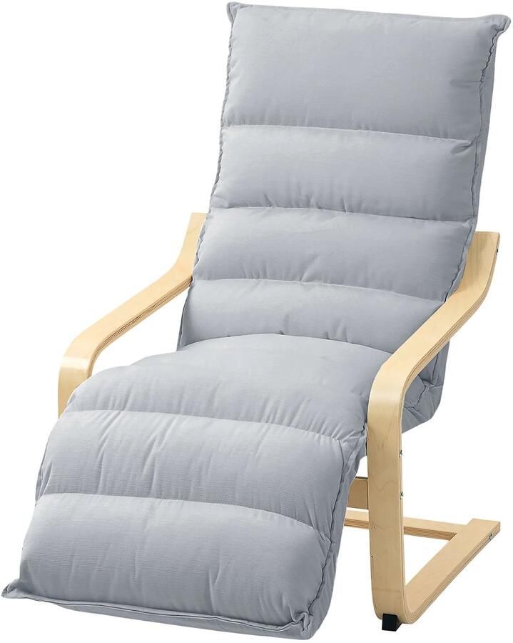 TRUUSK Loungestoel Fauteuil Verstelbaar Voetstuk Fluweelachtige Uitstraling Schommelstoel met Armleuning Relaxstoel