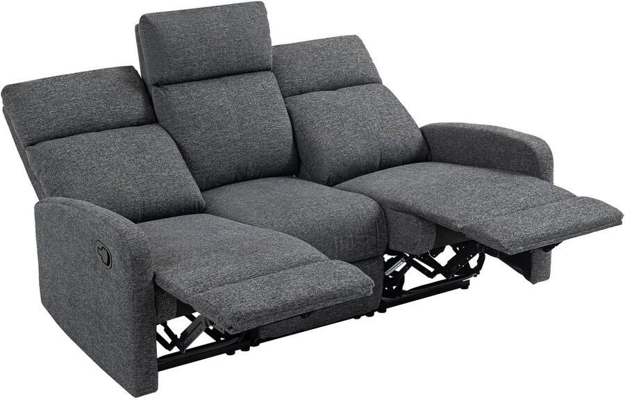 TRUUSK Luxe 3-zitsbank Individueel verstelbare rugleuningen Voetensteun Stoffen bekleding Grijs