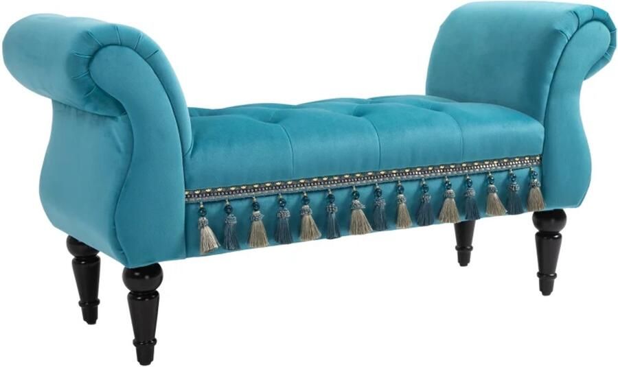 TRUUSK Luxe Bankkruk Blauw Gestoffeerd met Polyester Schuimrubber Vulling Afmetingen 117 x 40 x 58 cm Comfortabel en