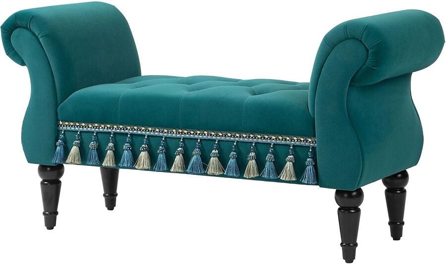 TRUUSK Luxe Gestoffeerde Bank Fluweel Look 117 x 40 x 58 cm Grijs Stijlvol & Comfortabel Voor Woonkamer en Slaapkamer