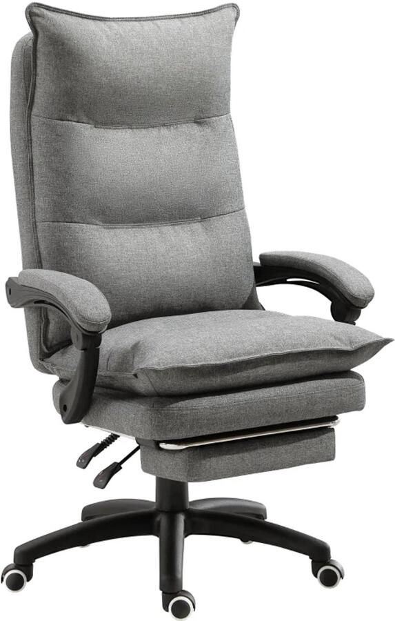 TRUUSK Massage Bureaustoel Directiestoel Met Massagefunctie Gamestoel Ergonomisch en In Hoogte Verstelbaar Grijs 70 x