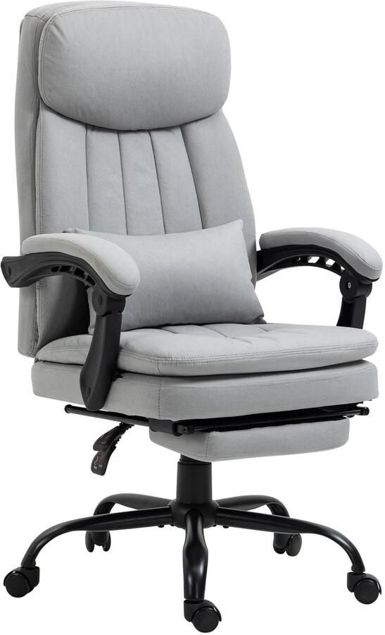 TRUUSK Massage Bureaustoel Ergonomisch Met Ligfunctie Grijze Bureaustoel Voor Kantoor & Thuiskantoor