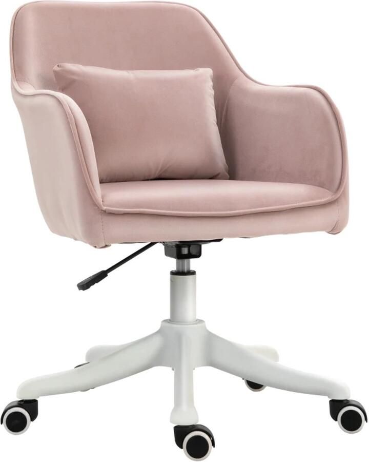 TRUUSK Massage Bureaustoel Met Trilfunctie en USB Step Point Massage Lendenkussen Armleuningen Hoogte Verstelbaar Roze