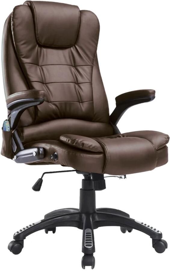 TRUUSK Massagestoel Bureaustoel Directiestoel Gamestoel 6-punts Vibratiemassage Warmtefunctie Draaibaar Imitatieleren