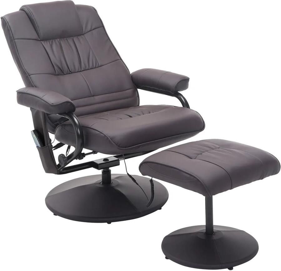 TRUUSK Massagestoel Met Kruk Draaibare Relaxstoel Met Massagefunctie Elektrische Tv-stoel Met Ligfunctie Afstandsbediening