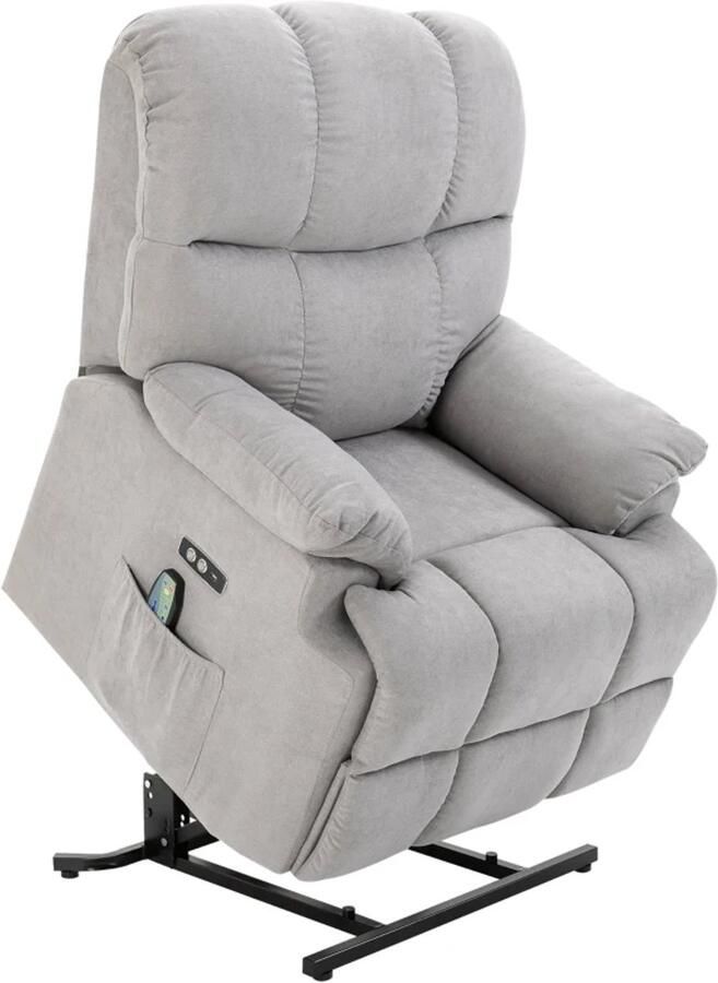 TRUUSK Massagestoel met Opstahulp Tv-stoel Relaxstoel met Warmtefunctie Verstelbare Hoek USB-afstandsbediening Kort