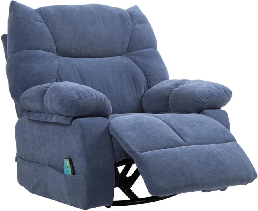 TRUUSK Massagestoel Met Warmte- En Ligfunctie Draaibaar Tot 150 Kg Metalen Frame 98x90x98cm Blauw