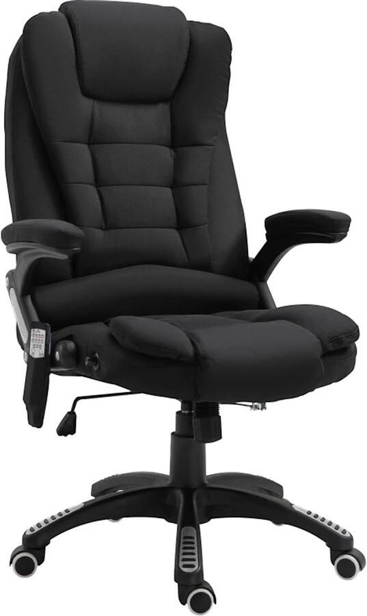 TRUUSK Massagestoel Met Warmtefunctie Ergonomische Bureaustoel Met Massage In Hoogte Verstelbaar Draaistoel Zwart 68 x