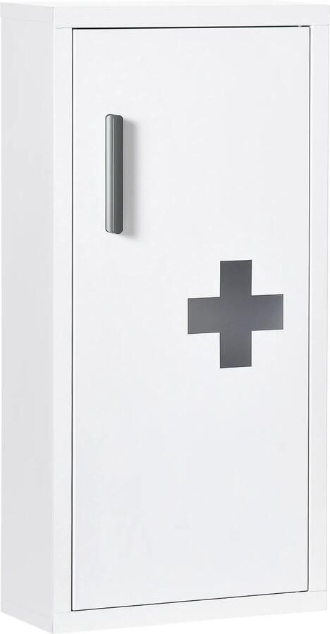 TRUUSK Medicijnkast Eerste Hulp Kast Wit Met 3 Binnencompartimenten & Magneetsluiting Voor Medicijnen 40x15x53 5 Cm