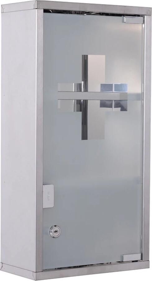 TRUUSK Medicijnkastje 3 Compartimenten Thuisapotheek van RVS 25 x 12 x 48 cm Voor Thuisgebruik Stijlvol en Functioneel