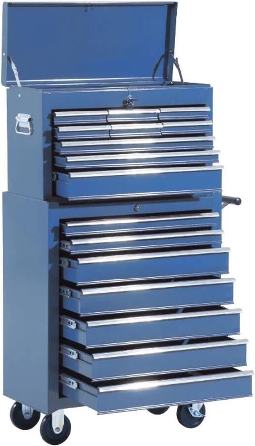 TRUUSK Mobiele Gereedschapswagen Trolley Blauw Werkplaatswagen met Gereedschapskist Voor Handig Opbergen en Vervoeren 4