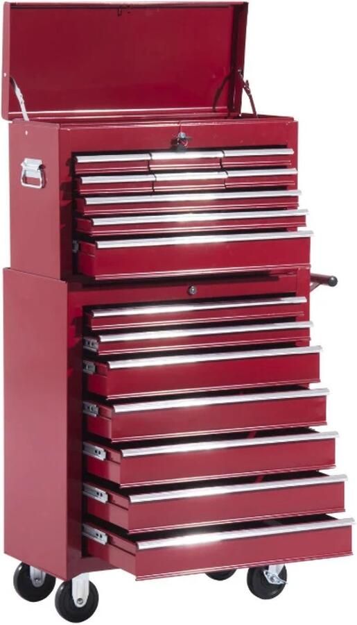 TRUUSK Mobiele Gereedschapswagen Werkplaatswagen Trolley Gereedschapskist Inclusief Kussen Rood