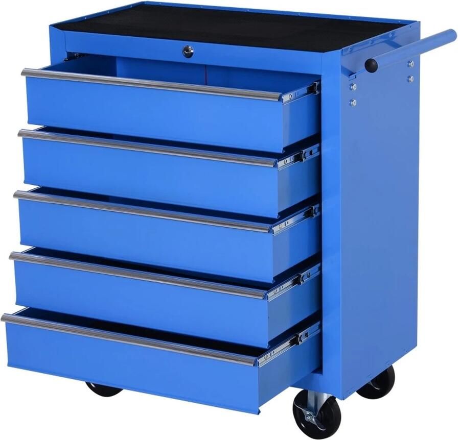 TRUUSK Mobiele Werkplaatswagen Gereedschapswagen Trolley Met 5 Lades Rood Handige Opbergmogelijkheden